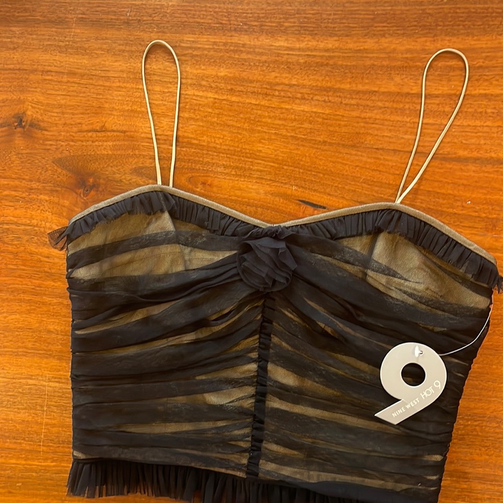 Nine West HOT 9 spaghetti strap black over gold bustier type top